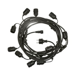 10m Garden garland with E-27 sockets - With Bulbs.