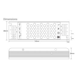 Constant Voltage Power Supply 12V 100W Dimmable TRIAC, 0/1-10V
