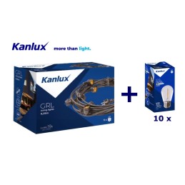 10m Garden garland with E-27 sockets - With Bulbs